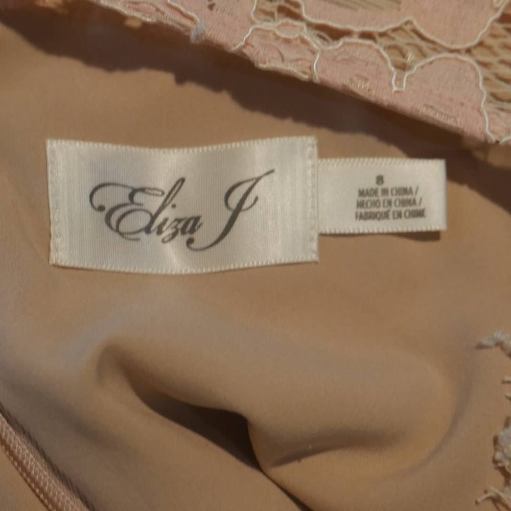 𝅺eliza J High Neck Lace Sheath Dress in Blush Size 8 EUC - Picture 7 of 9